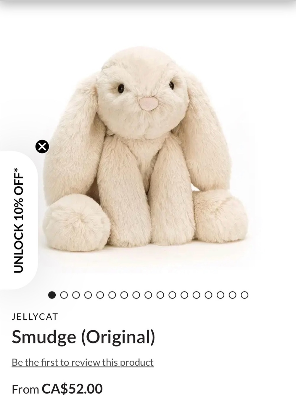 Jellycat Smudge Plush Bunny in Cream